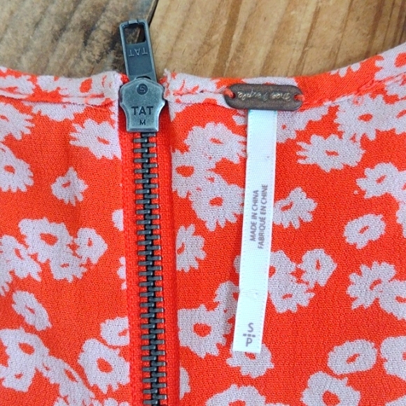 Free People Orange Floral Like You Best Baby Doll Mini Swing Dress Size S - Picture 2 of 11